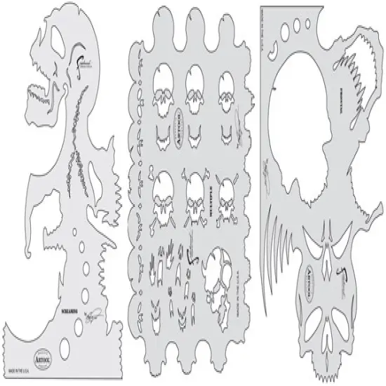 Iwata Artool Freehand Template - Set of 3, Skull Master {1}