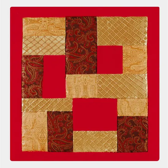 Neo Classic Crimson & Gold Paisley Patchwork 100% Cotton Quilted Christmas Throw Blanket 50" x 60" {1}