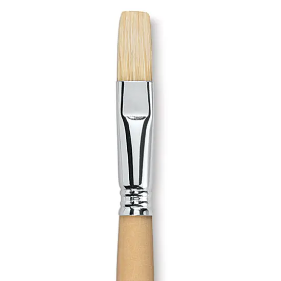 Escoda Clasico Chungking White Bristle Brush - Flat, Long Handle, Size 16 {1}