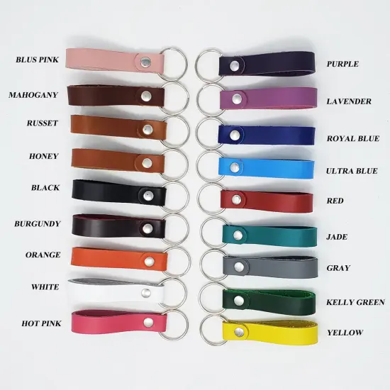 Blank Leather Keyrings 12 Pack &ndash; Pre-Cut Blanks with Hardware for Hot, Foil Stamping & Engraving All 18 colors {2}