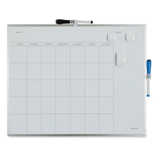 U Brands Silver Frame Weekly Calendar White Board - Month {1}