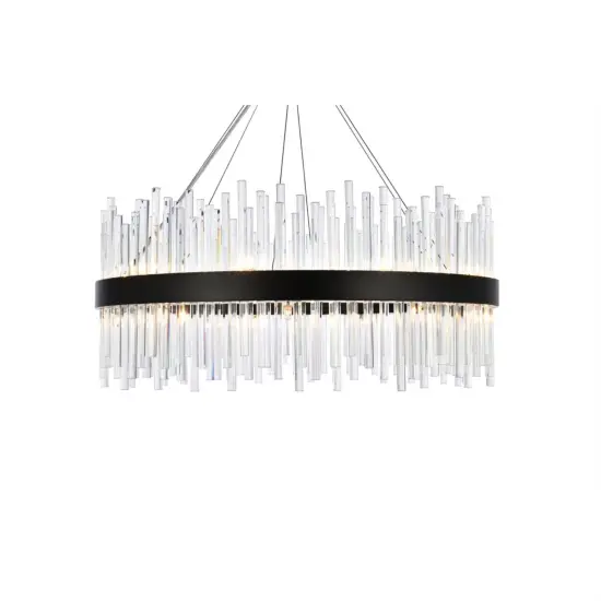 Dallas 32 inch round crystal pendant in black {3}