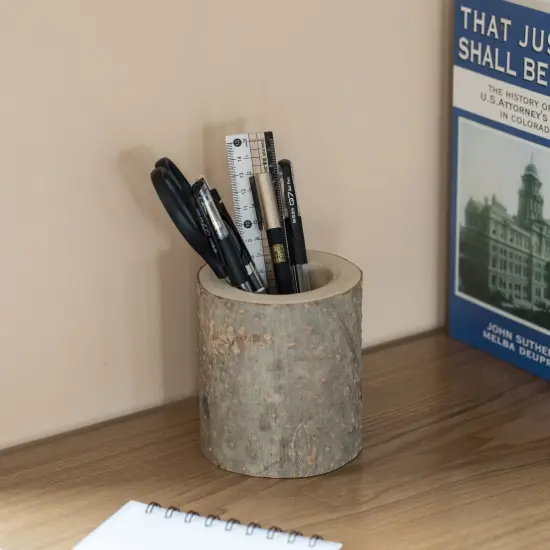 Set of 3 Rustic Wooden Round Handcrafted Holder Organizer for Flatware Utensil and Supplies {5}