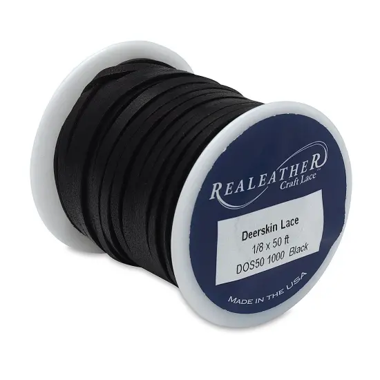 Realeather Deerskin Lace - 1/8" x 50 ft, Black {2}