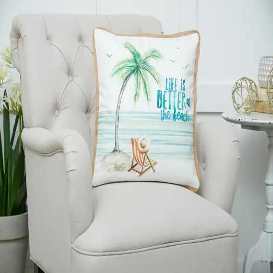Life Is Better At The Beach Embroidered Throw Pillow, 18" x 18" {3}
