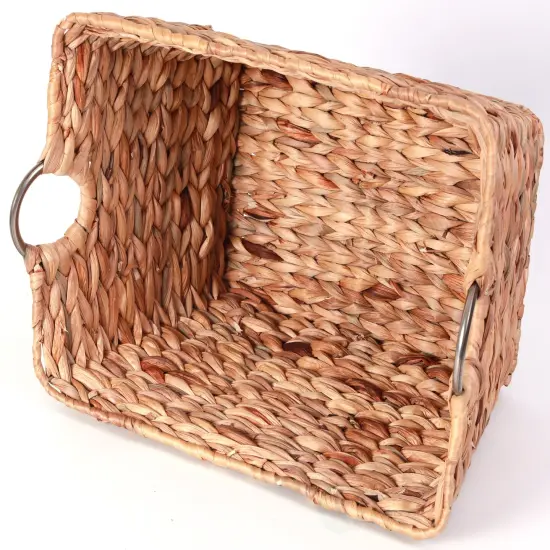 Large Multipurpose Handwoven Water Hyacinth Wicker Basket, Ideal for Organizing and Storing Towels Outdoors, and for Bedroom Use, Living Room, Bathroom, and Laundry Room {3}