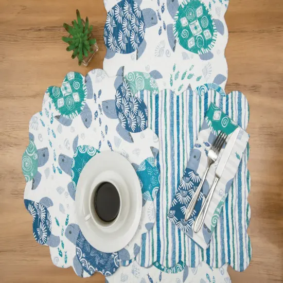 Turtle Bay Stripes Quilted Reversible Rectangle Table Runner 14" x 51" {4}