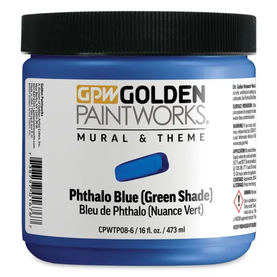 Golden Paintworks Mural and Theme Acrylic Paint - Phthalo Blue (Green Shade), 16 oz, Jar {1}