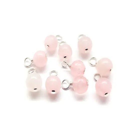 Rose Quartz 6mm Bead Dangles, Small Gemstone Charms, 10 pieces, Adorabilities {1}