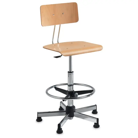 Bieffe Drafting Chair - Birch and Chrome {1}
