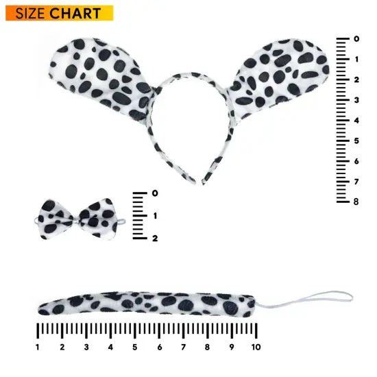 Dalmatian Dog Costume Set - Black and White Dog Ears Headband, Bowtie and Tail Accessories Set for Dog Costumes for Toddlers and Kids {5}