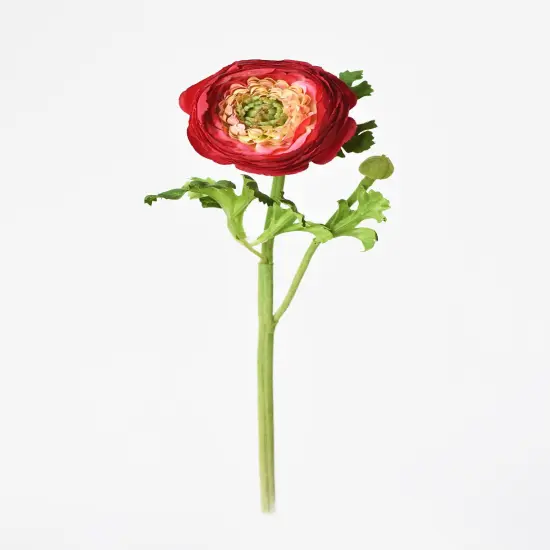 13" Faux Red Ranunculus Stem {3}