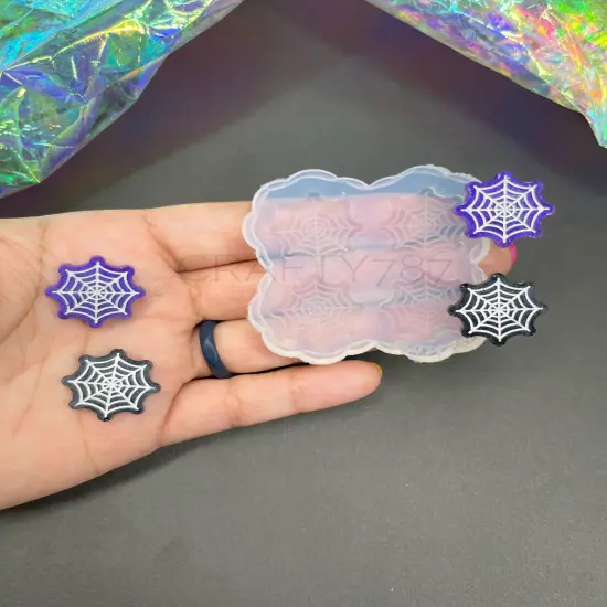 Spider Web Stud Earring Silicone Mold (A4) {1}