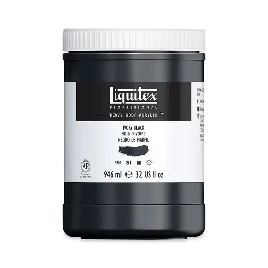 Liquitex Heavy Body Artist Acrylics - Ivory Black, 32 oz Jar {1}