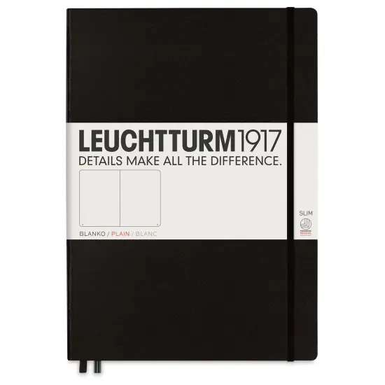 Leuchtturm1917 Blank Hardcover Notebook - Black, Slim, 8-3/4" x 12-1/2" {1}