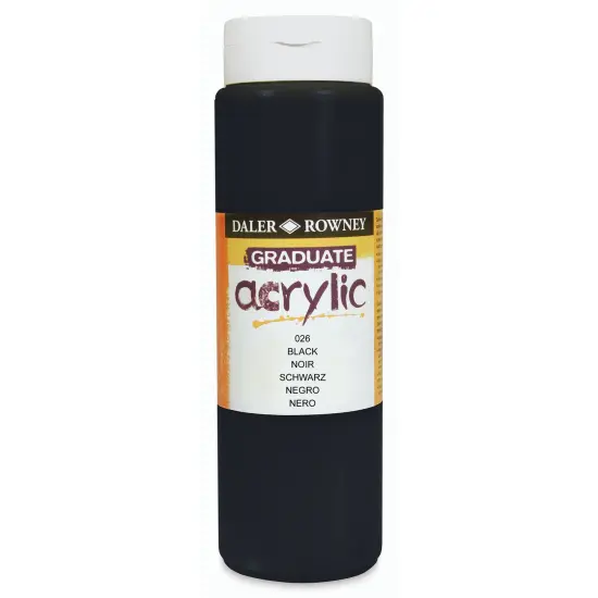 Daler-Rowney Graduate Acrylics - Black, 500 ml bottle {1}