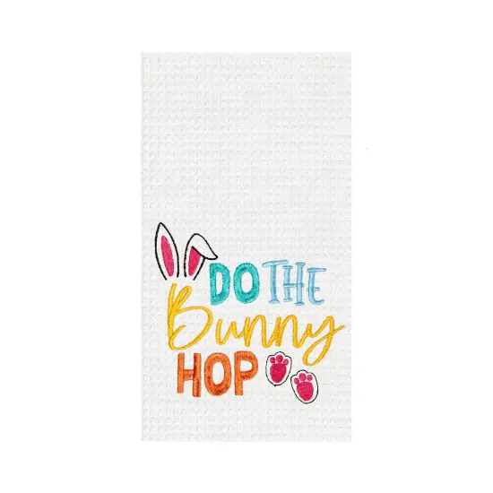 "Do The Bunny Hop" Easter Rabbit Spring Theme Kitchen Dishtowel {1}