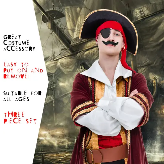 Self Adhesive Party Mustaches - Hairy Fake Black Sticker Mustache - 3 Piece Set {3}