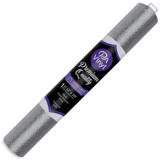 PA Vinyl Iron-On Vinyl - Silver, Stretch, Glitter Texture, 12" x 20" {1}