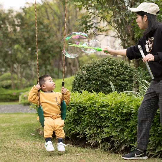 Outdoor Playground Kids Heavy Duty Swing Seat, EVA Belt Swing with Rope for All Ages Green {4}