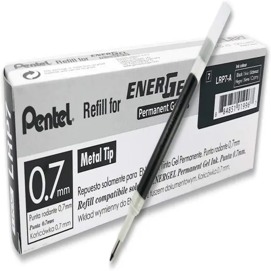 Refill Ink - For EnerGel PRO Permanent Gel Pen, (0.7mm) Medium Line, Black Ink (LRP7-A) {2}