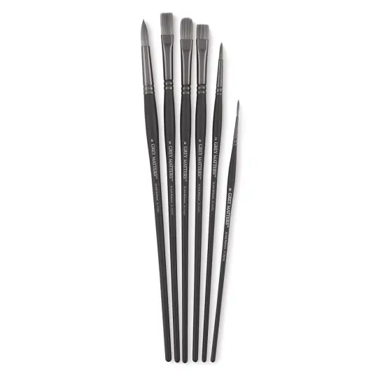Richeson Grey Matters Brush Set - Synthetic Acrylic Brushes, Long Handle, Set of 6 {2}
