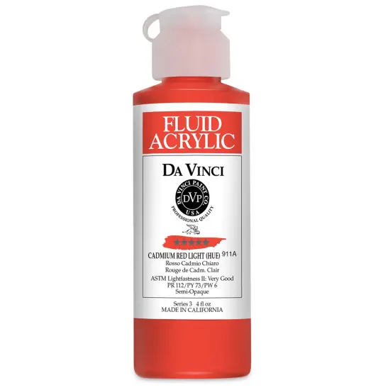 Da Vinci Fluid Acrylics - Cadmium Red Light Hue, 4 oz bottle {1}