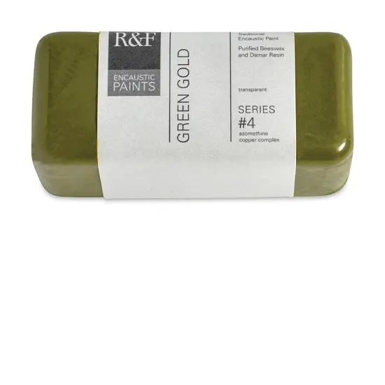 R&F Encaustic Paint Block - Green Gold, 104 ml block {1}