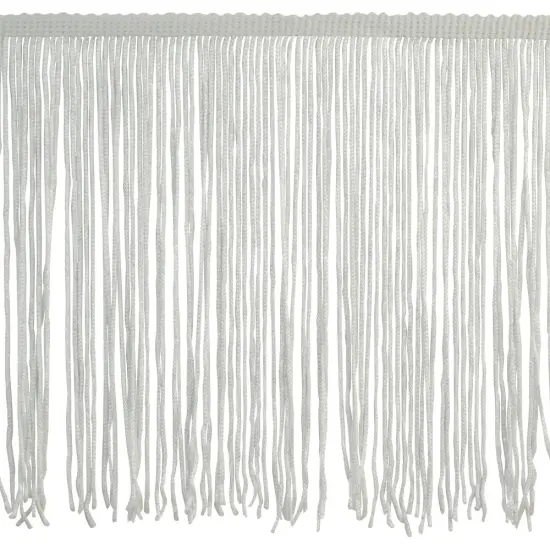Belagio Chainette Fringe, 6" Wide, White, 10-Yard Bolt {1}