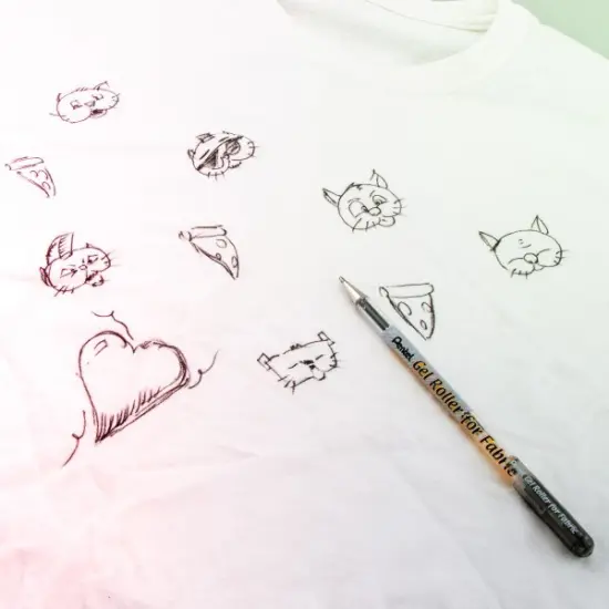 Pentel Arts Gel Roller For Fabric, (1.0mm) Bold Lines, Permanent, Black Ink 2-Pk {3}