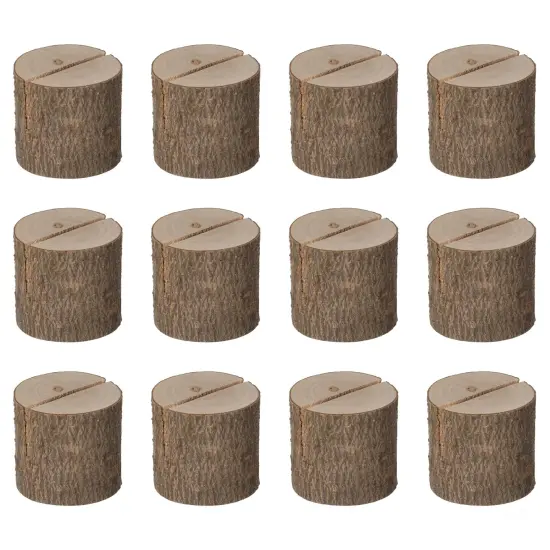 Natural Wooden Rustic Table Wood Place Card Holder {1}