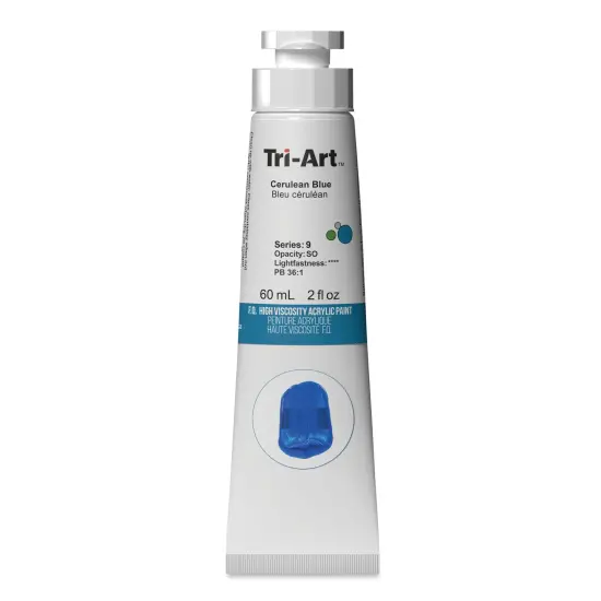 Tri-Art High Viscosity Artist Acrylic - Cerulean Blue, 60 ml tube {1}