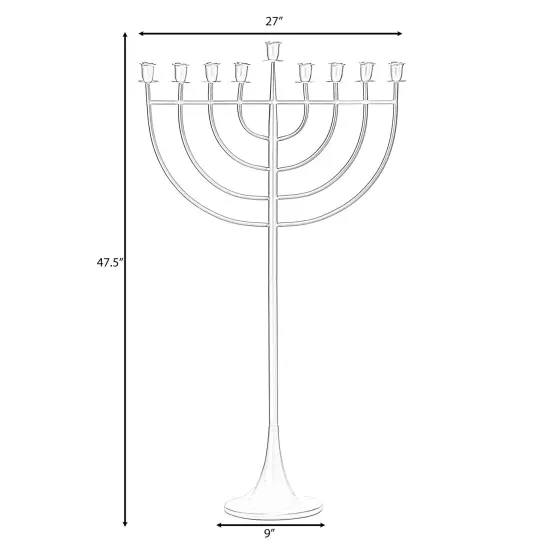 Modern Solid Metal Judaica Hanukkah Menorah 9 Branched Candelabra Silver {11}