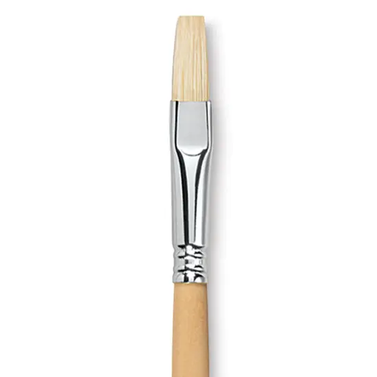 Escoda Clasico Chungking White Bristle Brush - Flat, Long Handle, Size 12 {1}