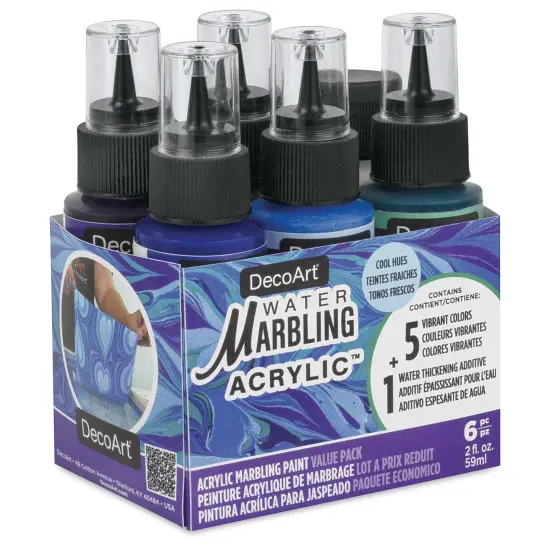 DecoArt Water Marbling Acrylic Paint - Cool Hues, Set of 6, 2 oz {1}