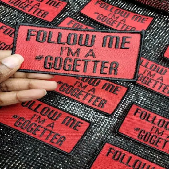 Patch Party Club "Follow Me I'm a Go-getter" Iron-On Embroidered Patch for Ambitious Individuals, Size 4"x2" {1}