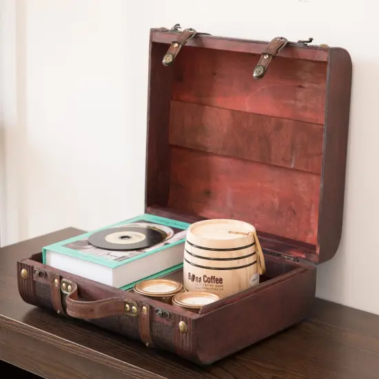 Decorative Wooden Leather Suitcase {3}