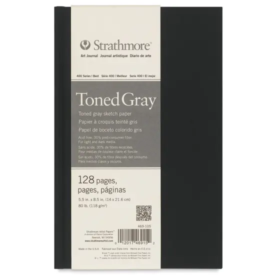 Strathmore 400 Series Toned Sketch Journal - 8-1/2" x 5-1/2", 128 pages, Cool Gray, Hardbound {2}