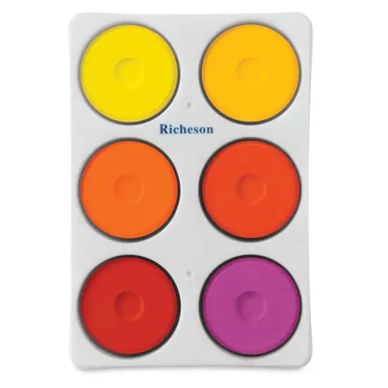 Richeson Tempera Cakes - Set of 6 with Tray, Warm Colors, Large Cakes {1}