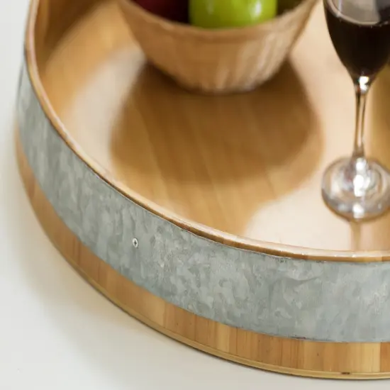 Large Barrel Head Decorative Storage Serving Tray {5}