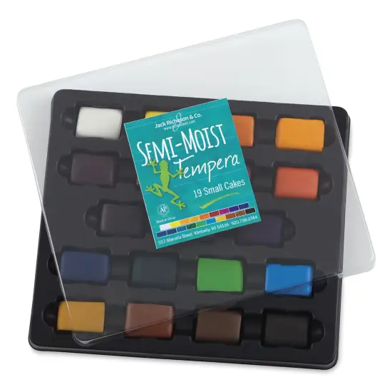 Richeson Semi-Moist Tempera Cake - Small Square 19-Color Set with Tray and Lid {2}