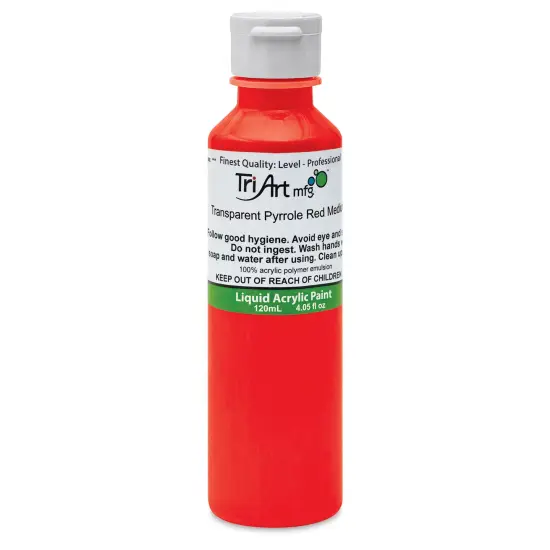 Tri-Art Liquid Artist Acrylics - Transparent Pyrrole Red Medium, 120 ml bottle {1}