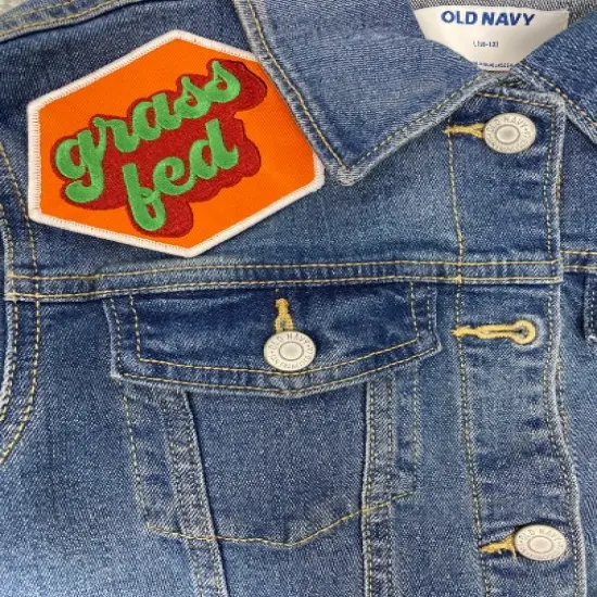 Patch Party Club &ldquo;Grassfed&rdquo; Iron-On Embroidered Patch, Size 3&rdquo; {6}