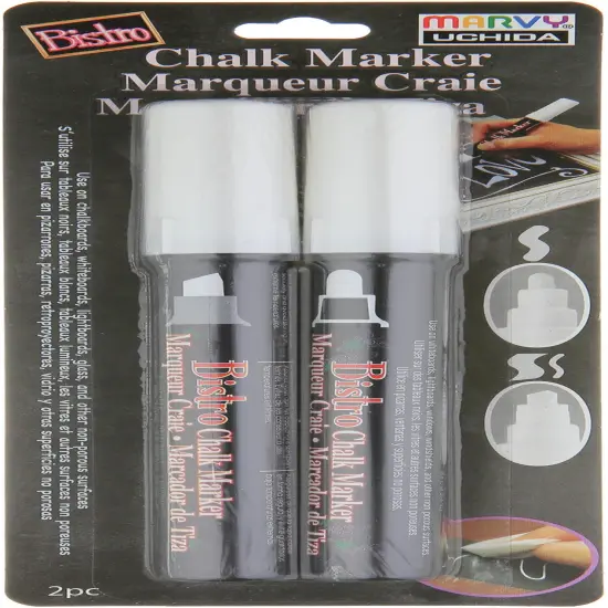Uchida Bistro Chalk Marker Set 2/Pkg-White - Broad & Chisel Tip {1}