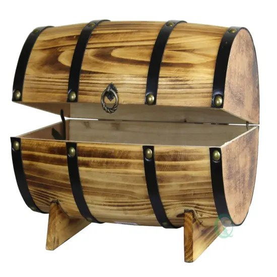 Wooden Barrel Treasure Chest {2}