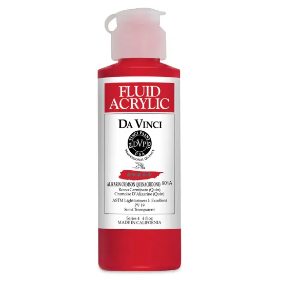 Da Vinci Fluid Acrylics - Alizarin Crimson, 4 oz bottle {1}