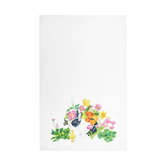 Bunny Rabbit & Duck Chick Printed Easter Spring Theme Kitchen Dishtowel {1}