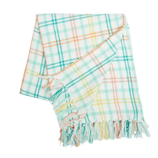 50" x 60" Bunny Trail Plaid Spring Easter Themed Accent Throw Blanket {1}