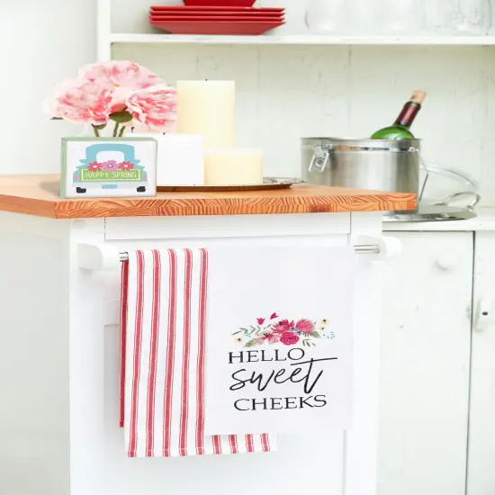 4.75" Springtime "Happy Spring" Pickup Truck w/ Floral Flowers Decorative Wood Single Centerpiece Block {3}