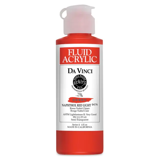 Da Vinci Fluid Acrylics - Napthol Red Light, 4 oz bottle {1}